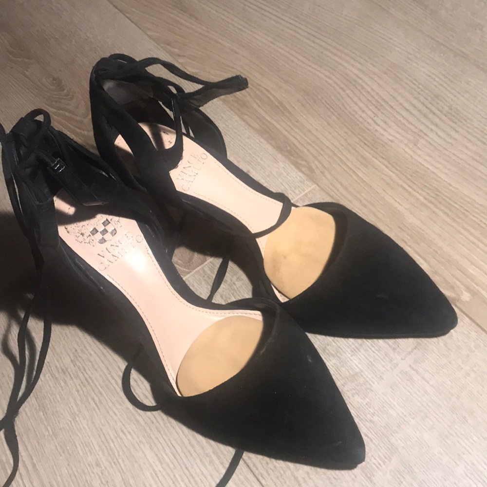 Vince black suede heels